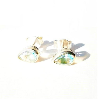 Sterling Silver Teardrop Blue Topaz Studs