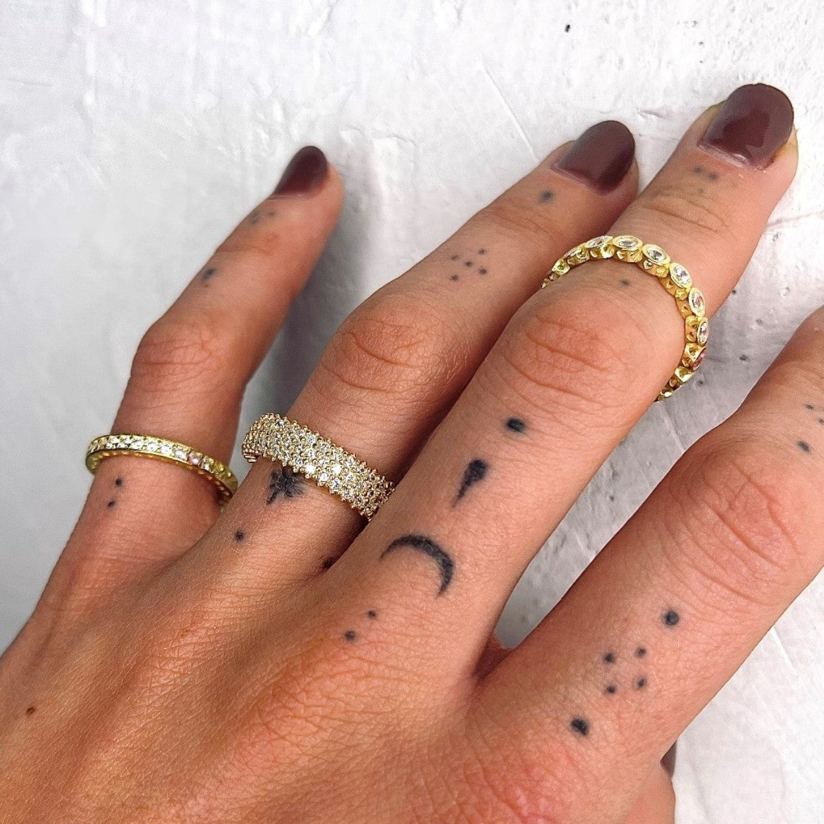 Sterling Silver Gold Plated CZ & Hearts on the Side Ring