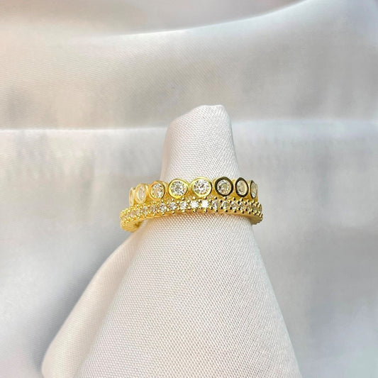 Sterling Silver Gold Plated 2 mm CZ Band Ring