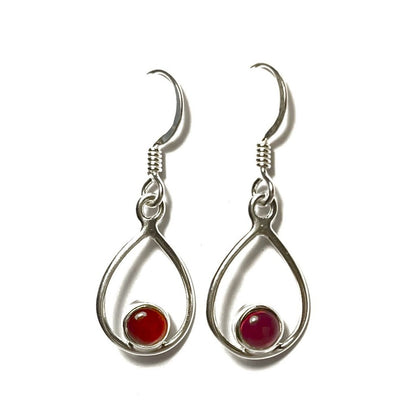 Sterling Silver Garnet Drop Earrings