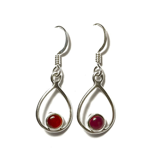 Sterling Silver Garnet Drop Earrings