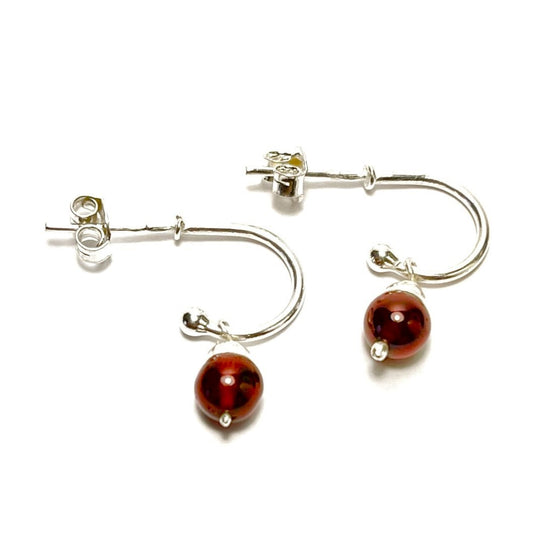 Sterling Silver Garnet Drop Earrings