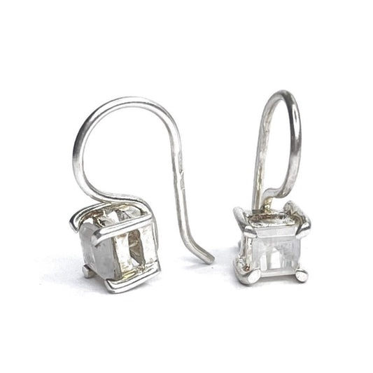 Sterling Silver Square Moonstone Drop Earrings