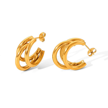 Auskarai "Triple Hoops"