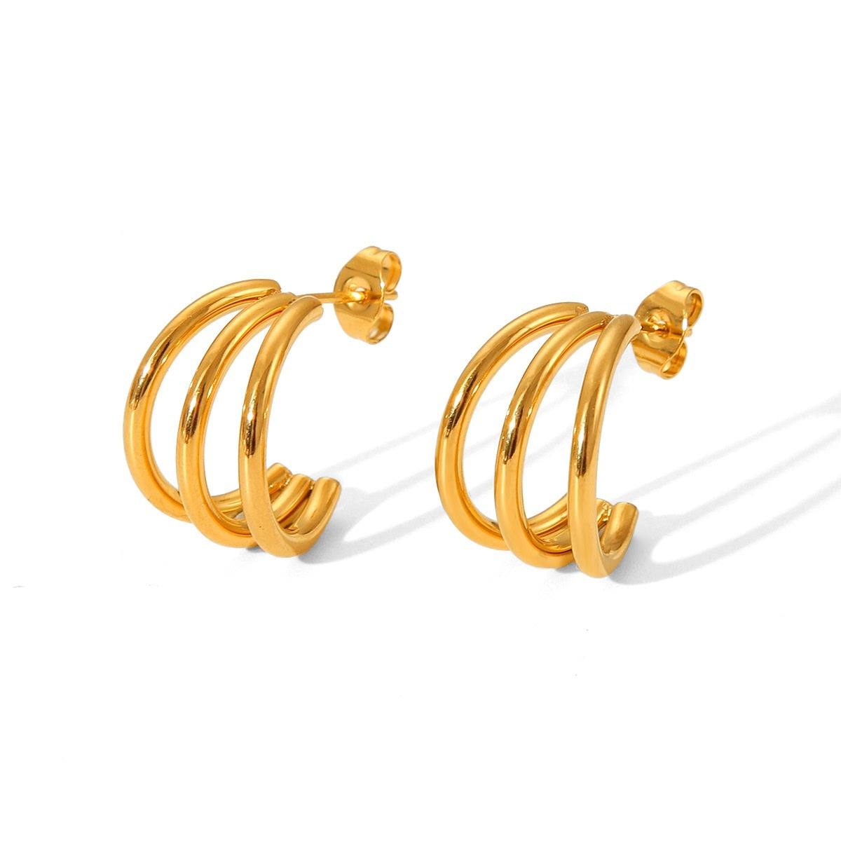 Auksuoti auskarai "Triple Hoops"