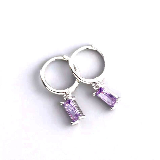 Sterling Silver Rhodium Plated Hoops with Charms