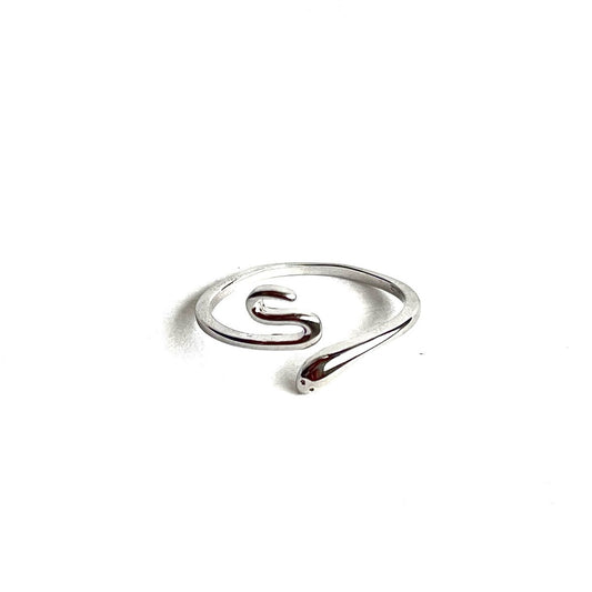 Sterling Silver Rhodium Plated Snake Ring