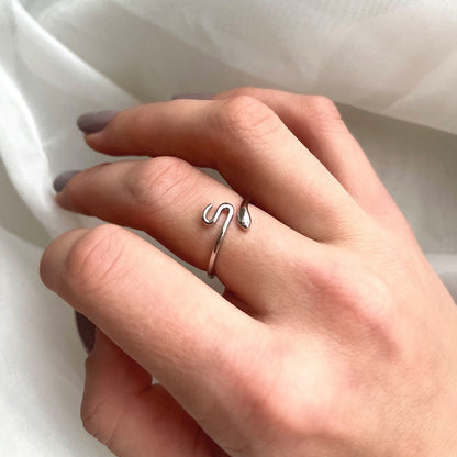 Sterling Silver Rhodium Plated Snake Ring