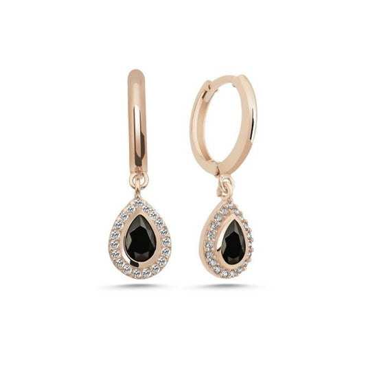 Sterling Silver Rose Gold Plated Hoops with Charms