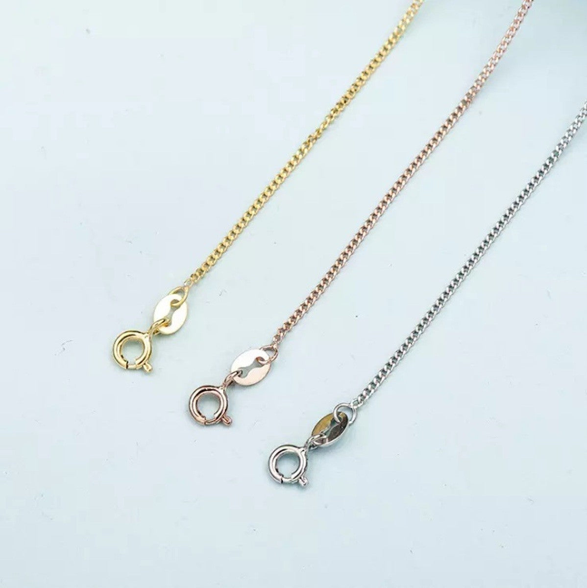 Sterling Silver Rose Gold Plated 1.35 mm Curb Chain