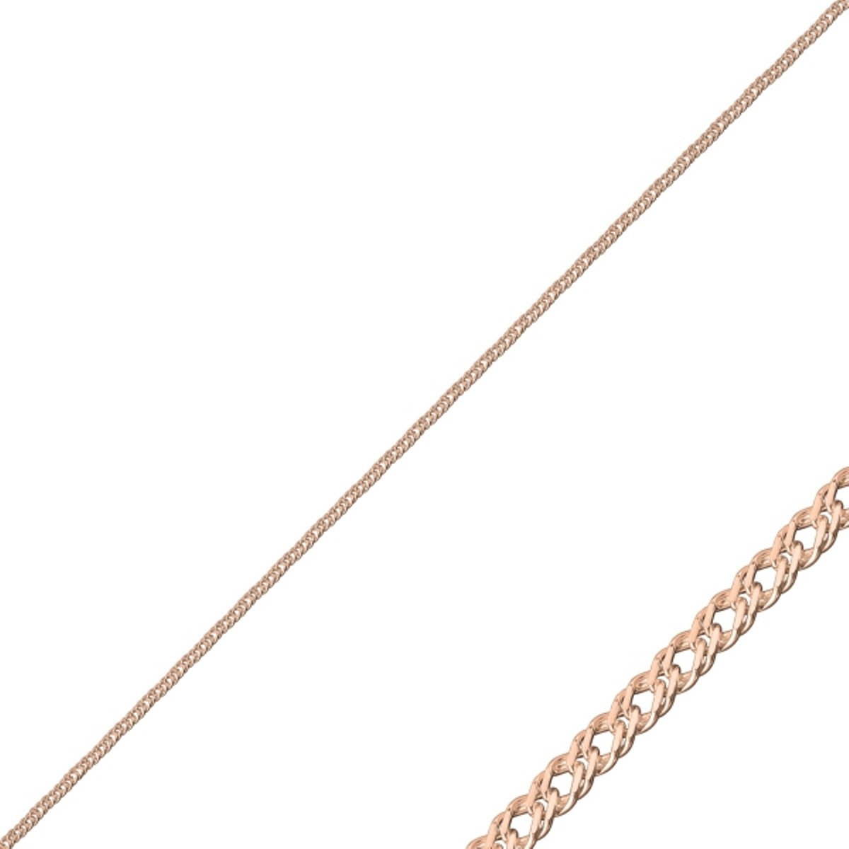 Sterling Silver Rose Gold Plated 2 mm Rombo Chain