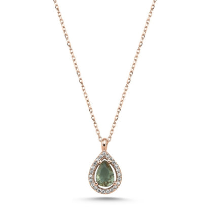 Sterling Silver Rose Gold Plated Teardrop Zultanite Necklace