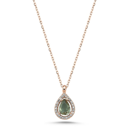 Sterling Silver Rose Gold Plated Teardrop Zultanite Necklace