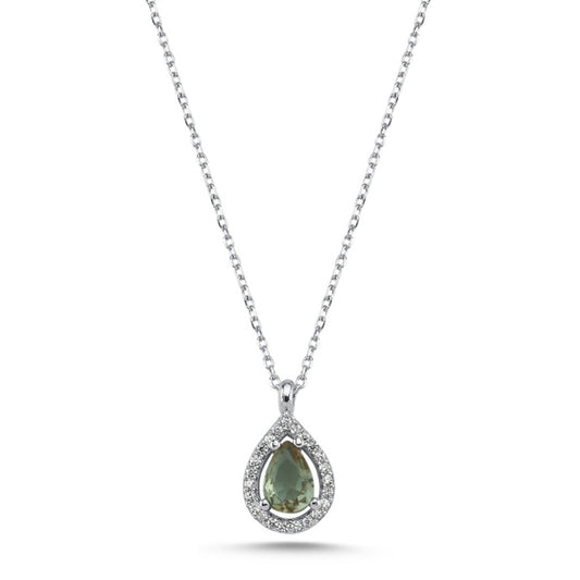 Sterling Silver Rhodium Plated Teardrop Zultanite Necklace