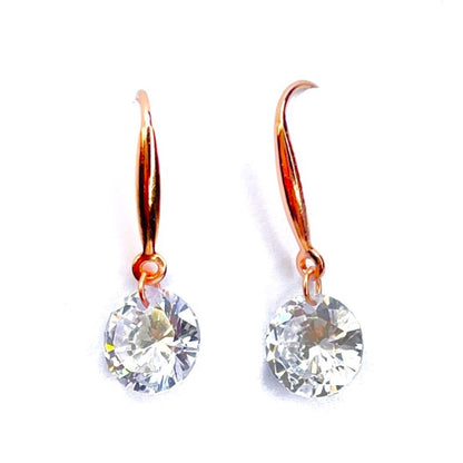 Sterling Silver Rose Gold Plated CZ Drop Earrings