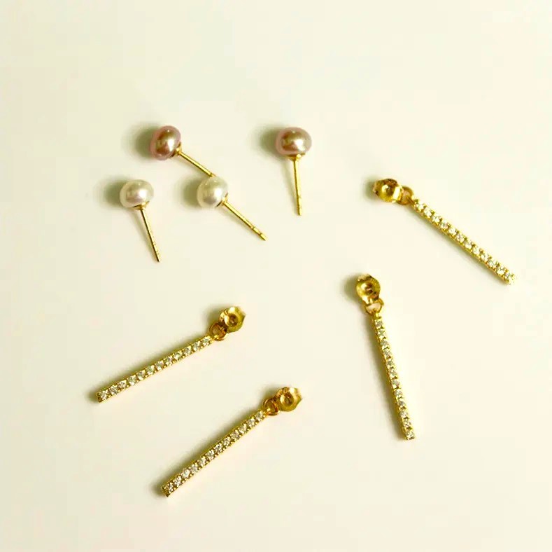 Sterling Silver Gold Plated Pearl Drop Earrings