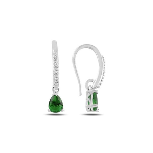 Sterling Silver Rhodium Plated CZ Drop Earrings