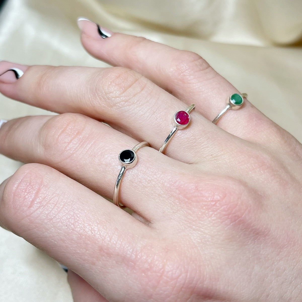 Sterling Silver Minimalist Smoky Quartz Ring