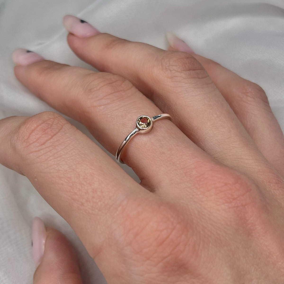 Sterling Silver Minimalist Smoky Quartz Ring