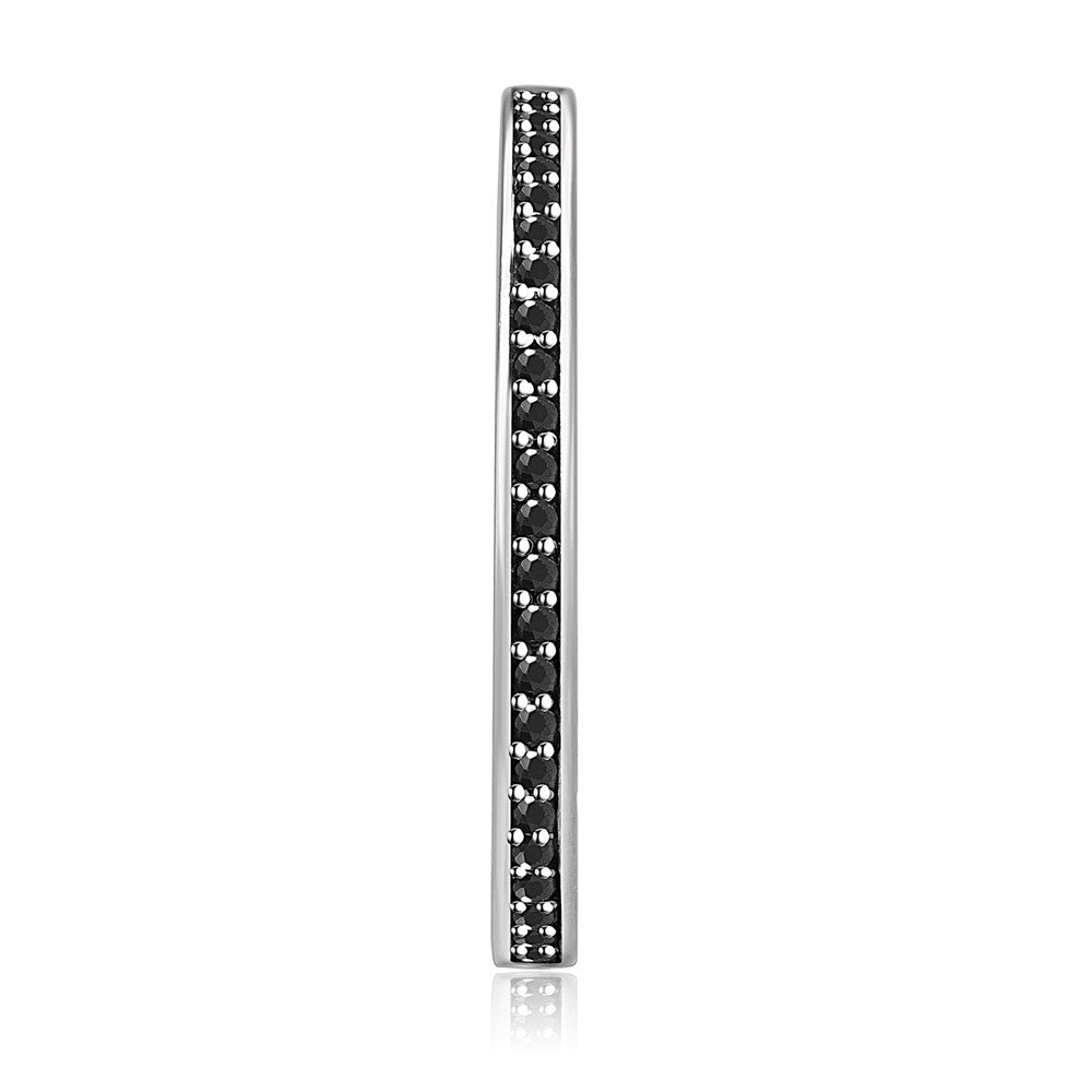 Sterling Silver Rhodium Plated Black CZ Band Ring