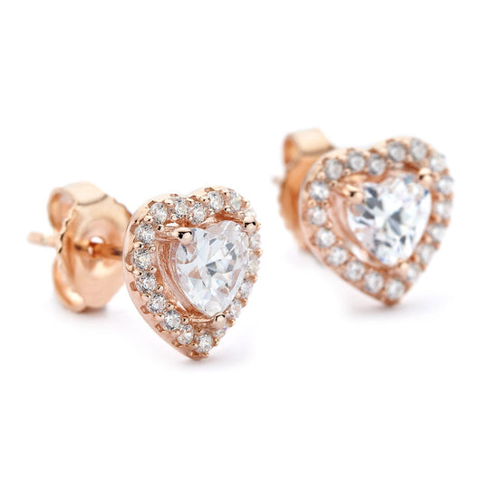 Sterling Silver CZ Heart Studs