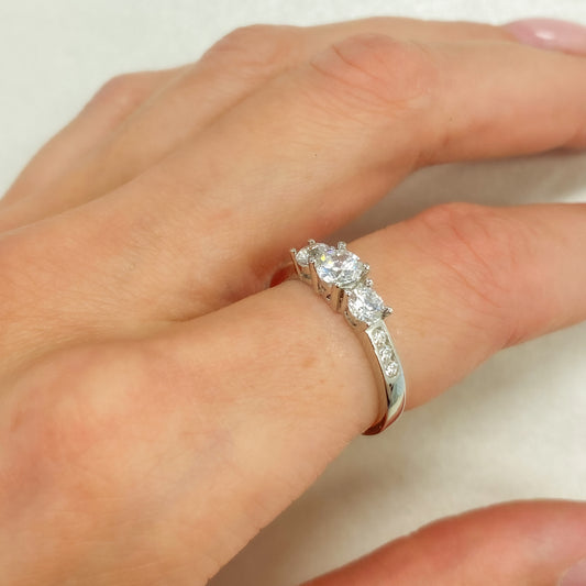 Sterling Silver Rhodium Plated CZ Ring