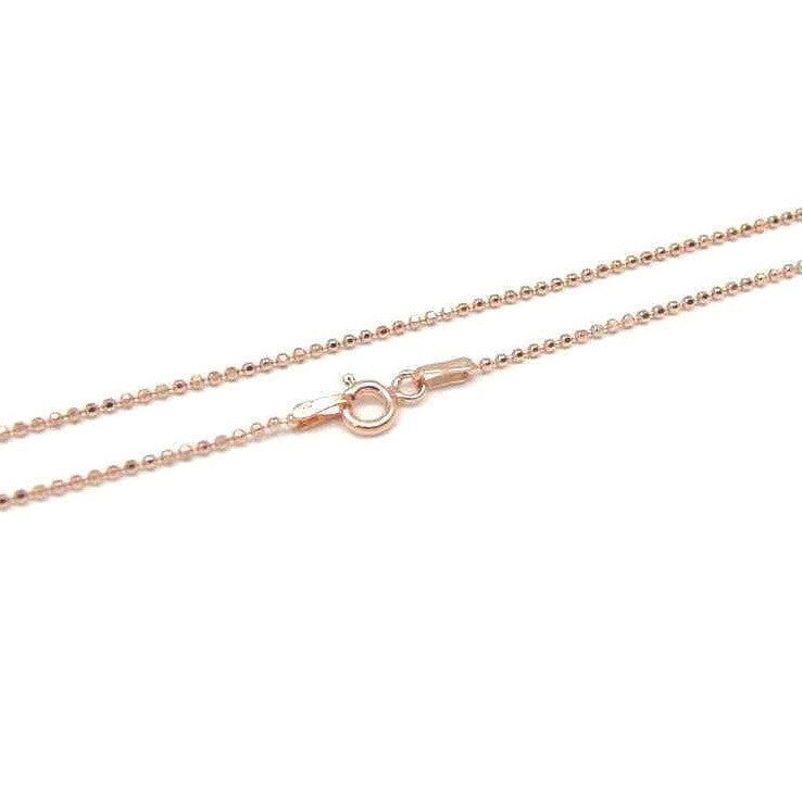 Sterling Silver Rose Gold Plated 1 mm Ball Bead Chain