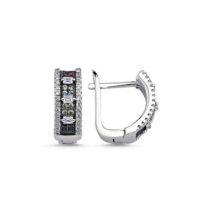 Sterling Silver Rhodium Plated English Lock Earrings