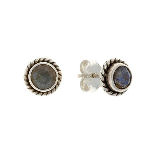 Sterling Silver Round Labradorite Studs