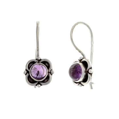 Sterling Silver Amethyst Flower Earrings