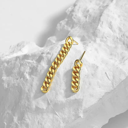 Sterling Silver Gold Plated Chain Drop Earrings