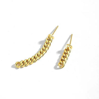 Sterling Silver Gold Plated Chain Drop Earrings