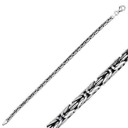 Sterling Silver 4 mm Round King Chain Bracelet