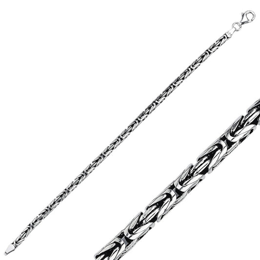 Sterling Silver 4 mm Round King Chain Bracelet