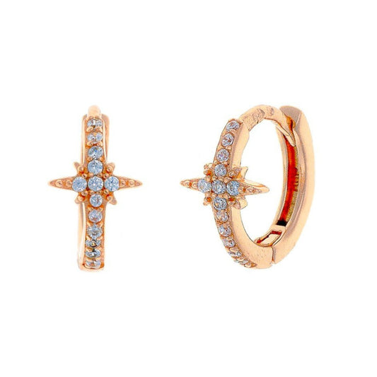 Sterling Silver CZ Star Hoops