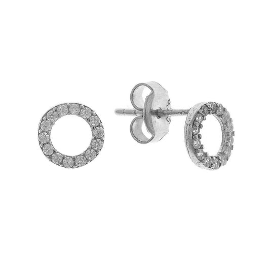 Silver Rhodium Plated Round CZ Studs
