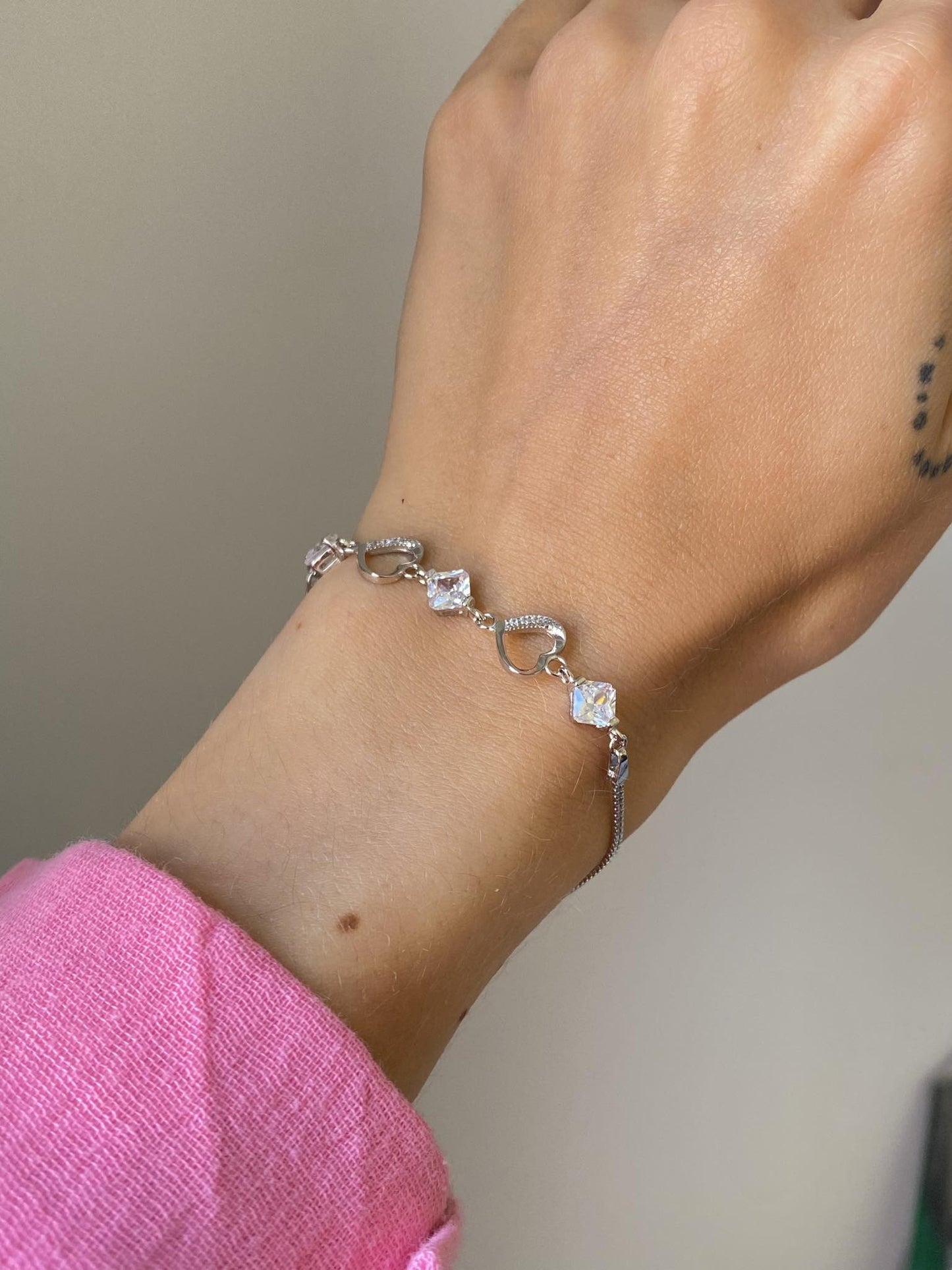 Sterling Silver Rhodium Plated Clear CZ Bracelet