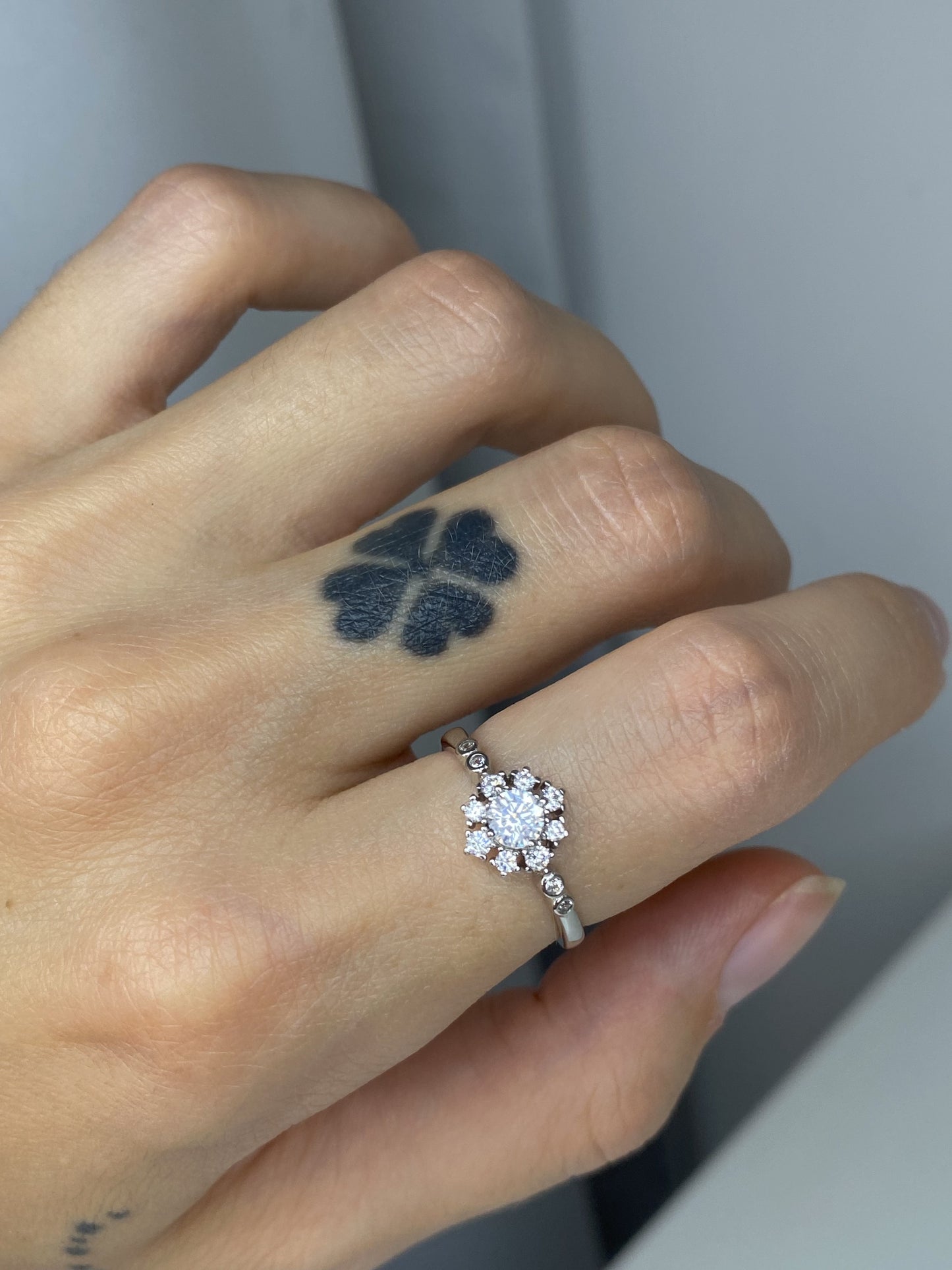 Sterling Silver Rhodium Plated CZ Crystal Ring
