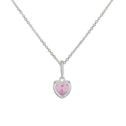 Sterling Silver CZ Heart Pendant Necklace