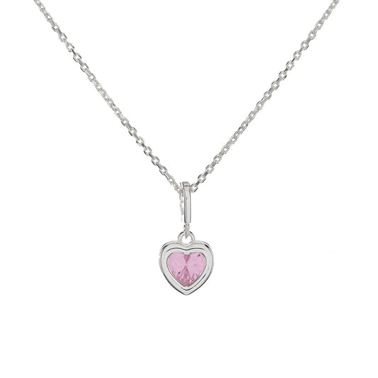 Sterling Silver CZ Heart Pendant Necklace