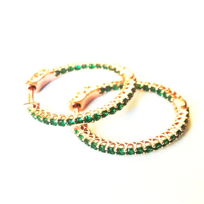 2,6cm ¦ sidabrinės paauksuotos rinkutės su žaliu cirkoniu