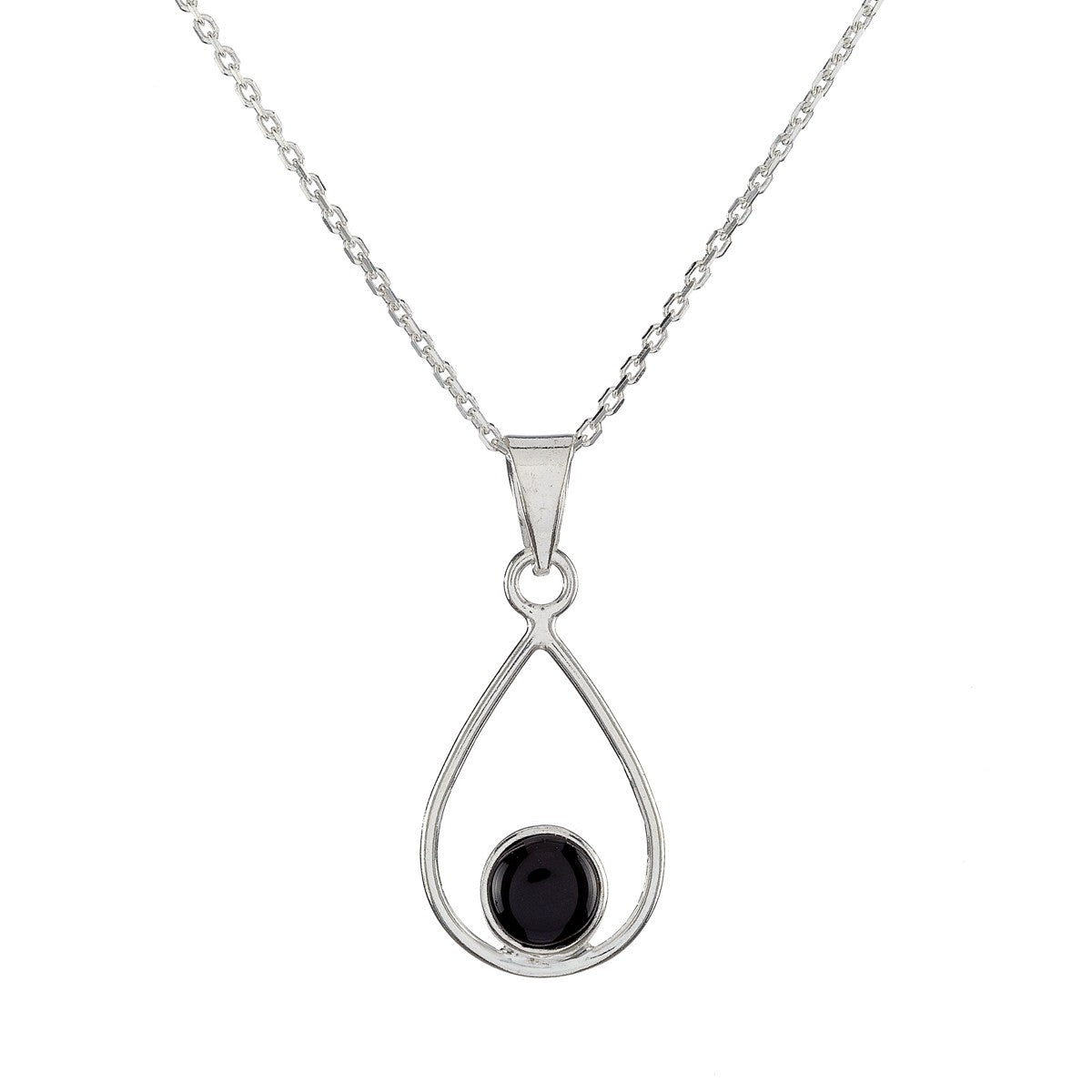 Sterling Silver Black Onyx Pendant Necklace