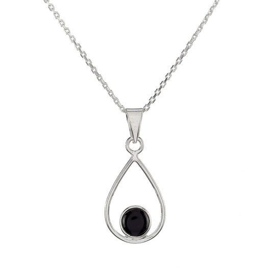 Sterling Silver Black Onyx Pendant Necklace