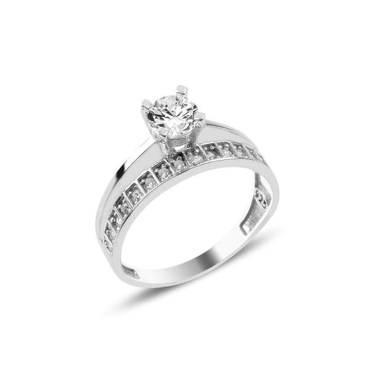 Sterling Silver Rhodium Plated CZ Double Band Ring