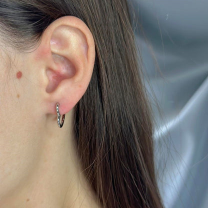 Sterling Silver Rhodium Plated Heart Hoops