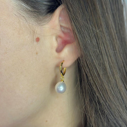 Sterling Silver Gold Plated Hoops with Pearl Charms