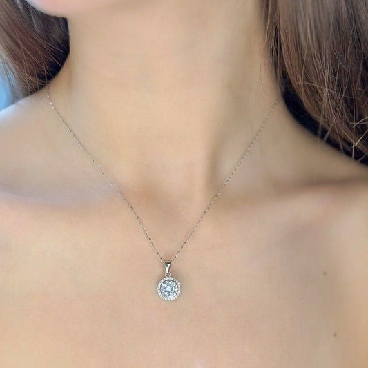 Sterling Silver Rhodium Plated CZ Necklace