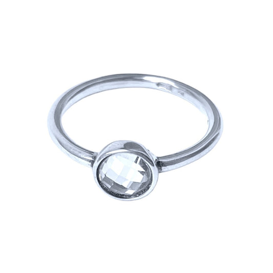 Sterling Silver Rhodium Plated CZ Crystal Ring