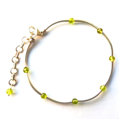 Sterling Silver Peridot Beaded Bracelet