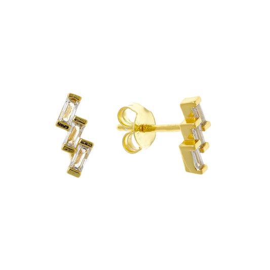 Sterling Silver Gold Plated CZ Studs